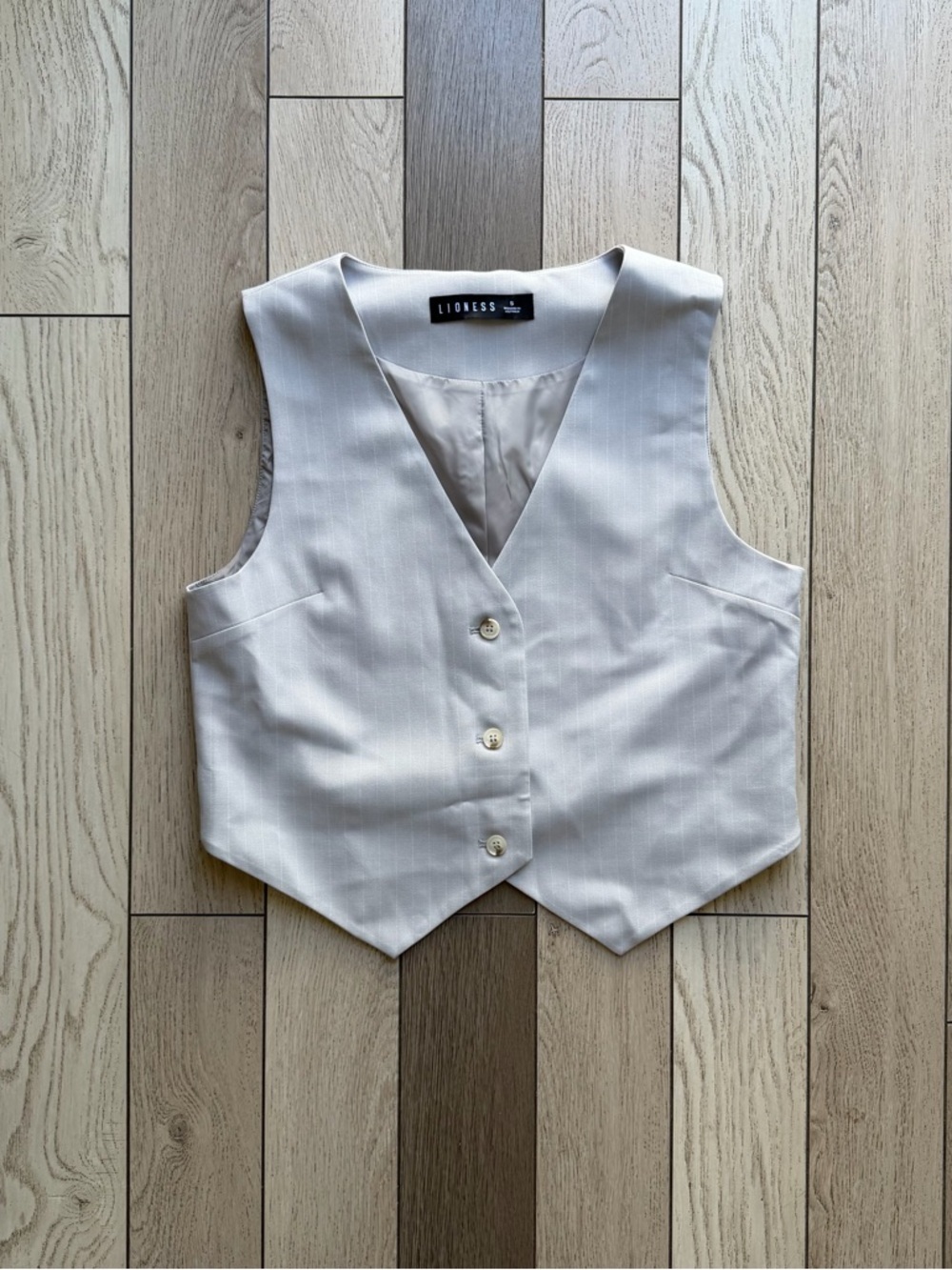 Lioness US Shopify GISELE VEST – LIGHT GREY PINSTRIPE size S